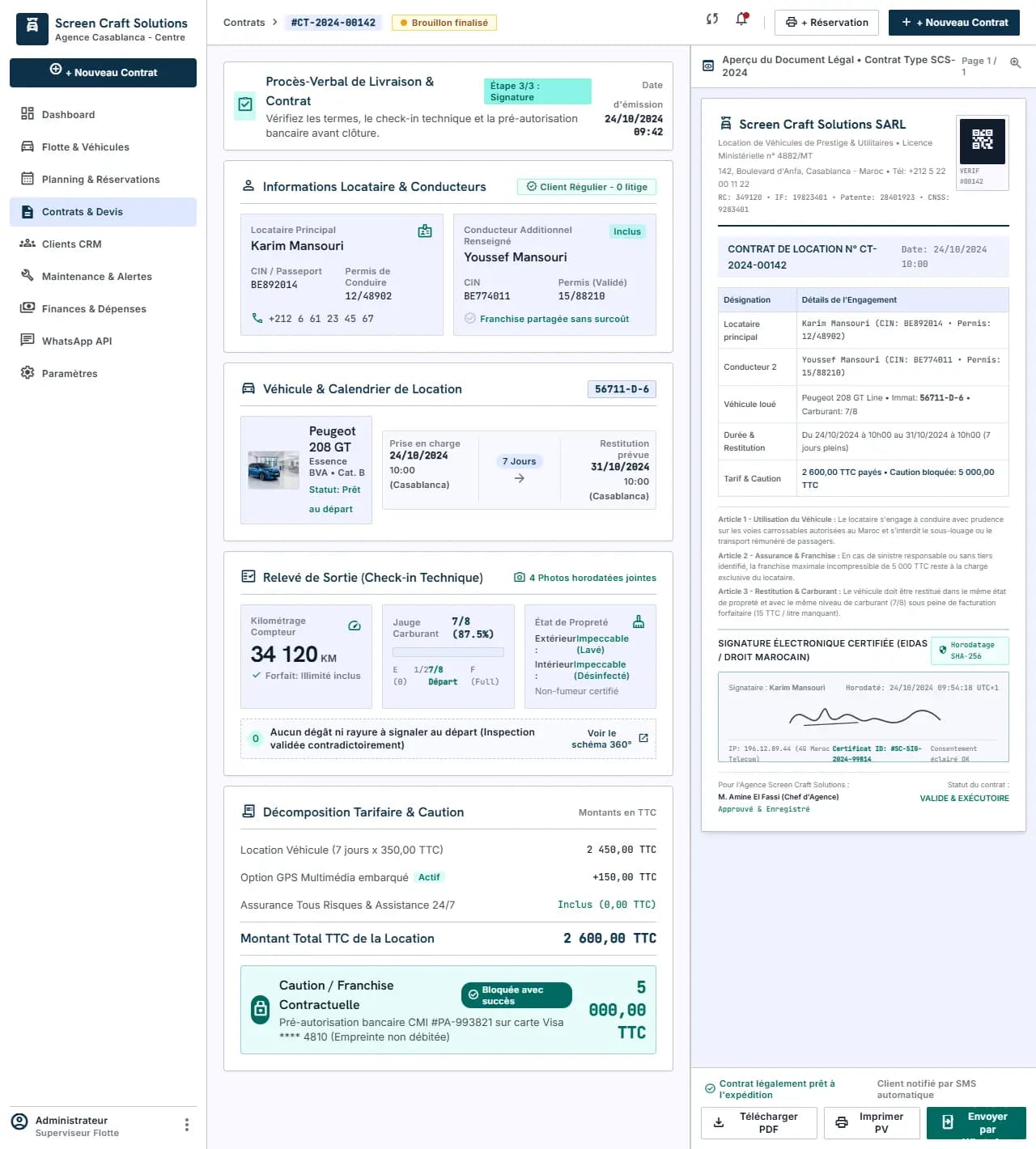 ERP & CRM for Car Rental Agency product interface